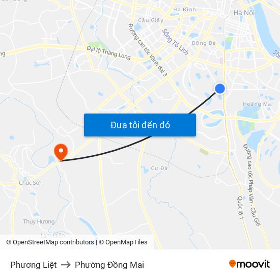 Phương Liệt to Phường Đồng Mai map