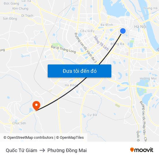 Quốc Tử Giám to Phường Đồng Mai map