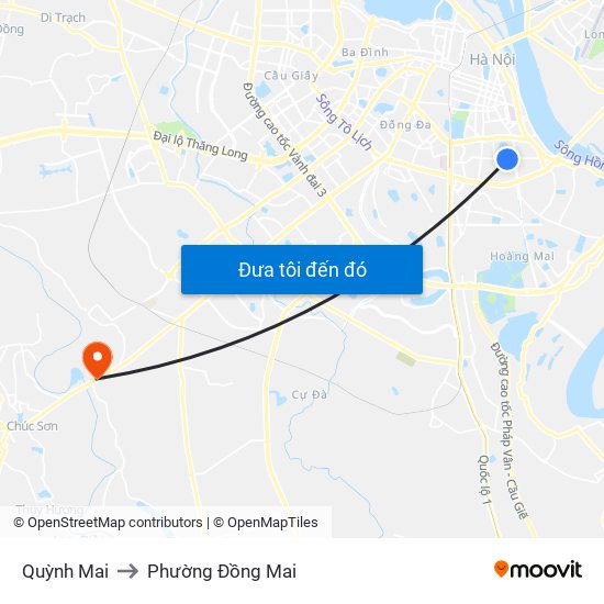 Quỳnh Mai to Phường Đồng Mai map