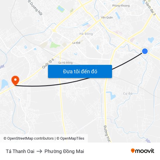 Tả Thanh Oai to Phường Đồng Mai map
