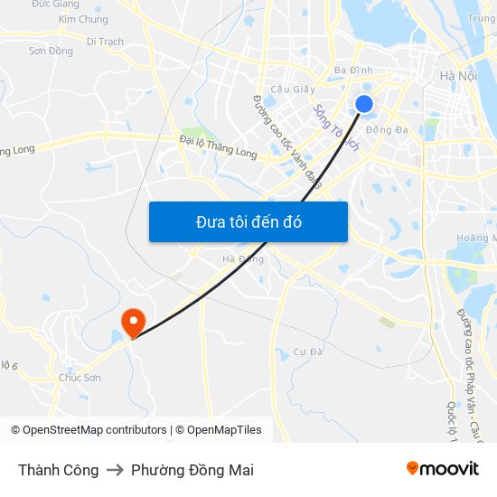 Thành Công to Phường Đồng Mai map