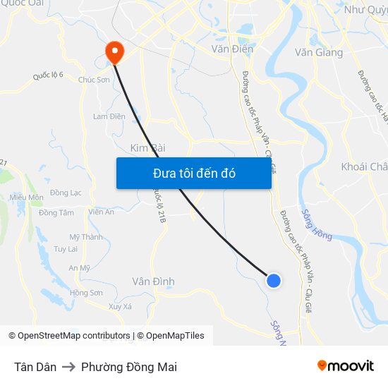 Tân Dân to Phường Đồng Mai map