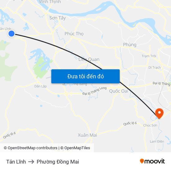 Tản Lĩnh to Phường Đồng Mai map