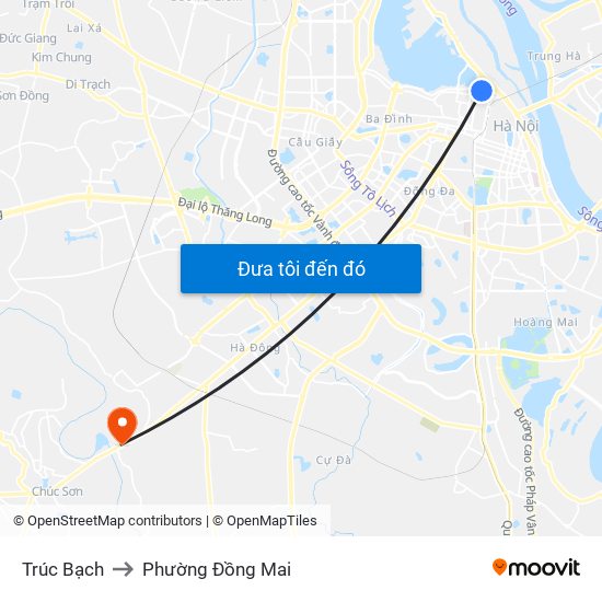 Trúc Bạch to Phường Đồng Mai map
