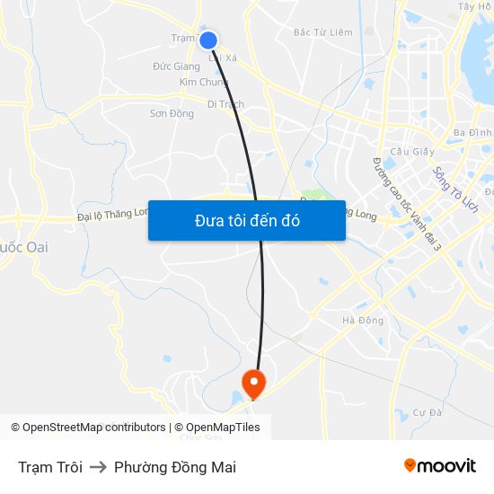 Trạm Trôi to Phường Đồng Mai map