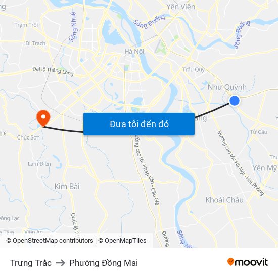 Trưng Trắc to Phường Đồng Mai map