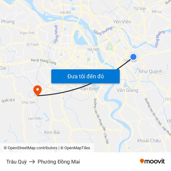 Trâu Quỳ to Phường Đồng Mai map