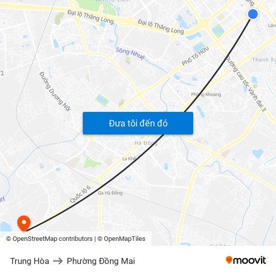 Trung Hòa to Phường Đồng Mai map