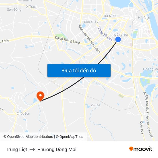 Trung Liệt to Phường Đồng Mai map