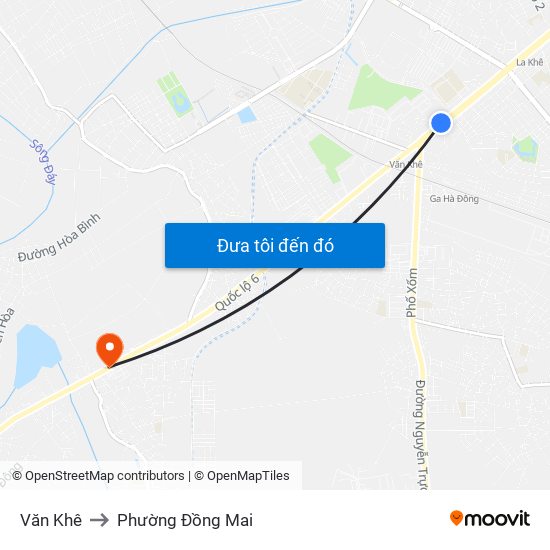 Văn Khê to Phường Đồng Mai map