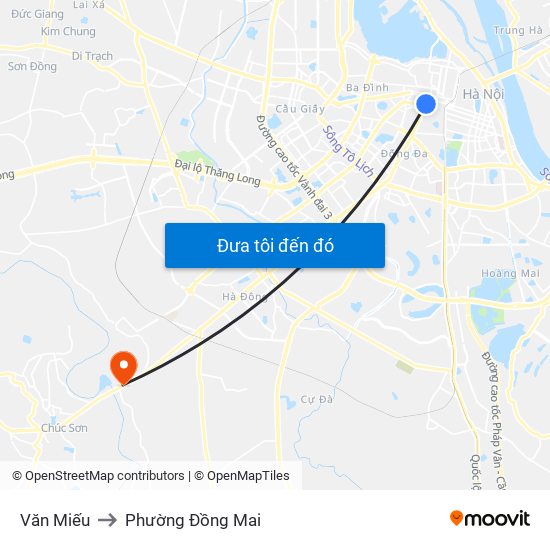 Văn Miếu to Phường Đồng Mai map