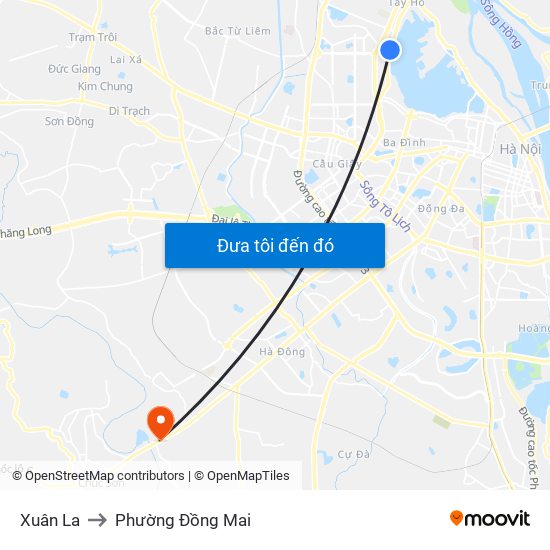 Xuân La to Phường Đồng Mai map