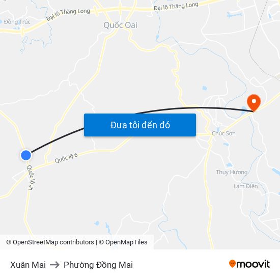 Xuân Mai to Phường Đồng Mai map