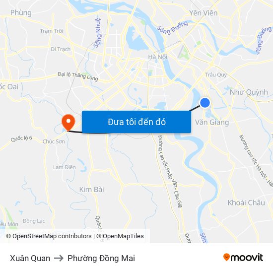 Xuân Quan to Phường Đồng Mai map