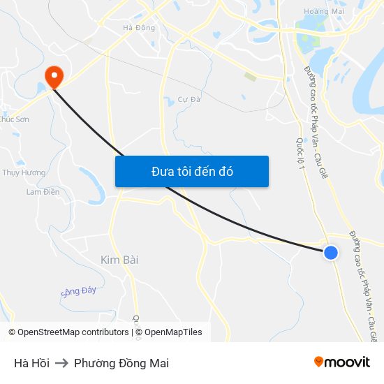Hà Hồi to Phường Đồng Mai map