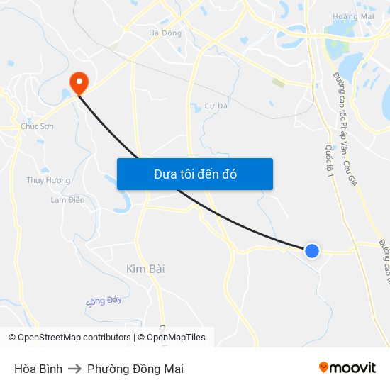 Hòa Bình to Phường Đồng Mai map