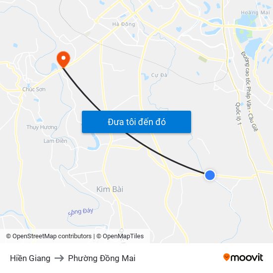 Hiền Giang to Phường Đồng Mai map