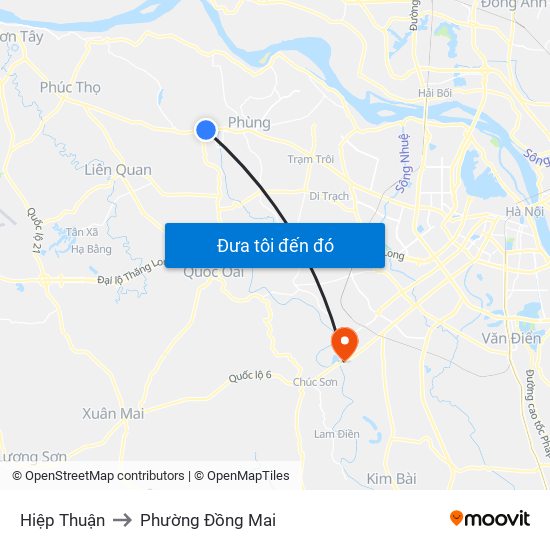 Hiệp Thuận to Phường Đồng Mai map