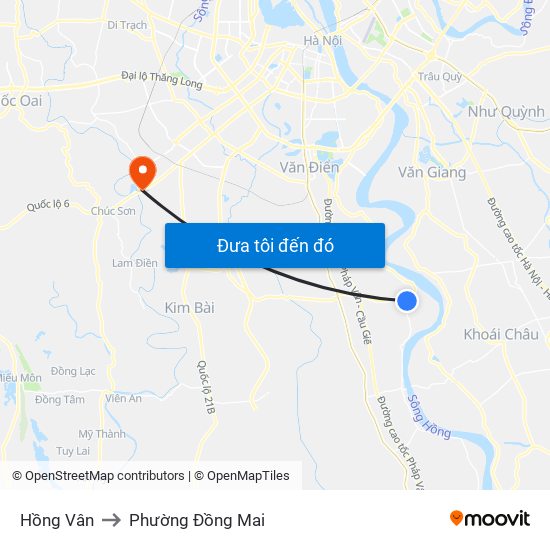 Hồng Vân to Phường Đồng Mai map