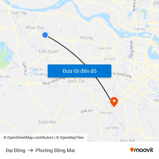 Đại Đồng to Phường Đồng Mai map