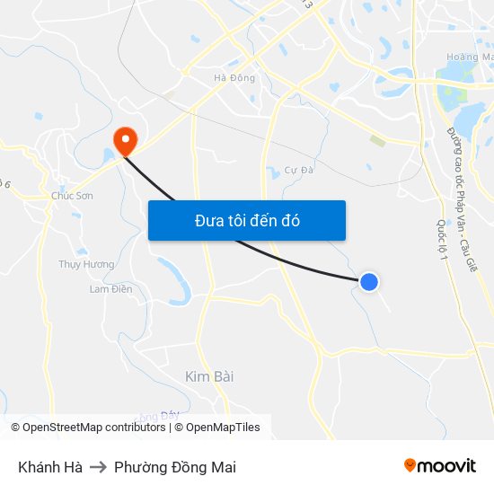 Khánh Hà to Phường Đồng Mai map