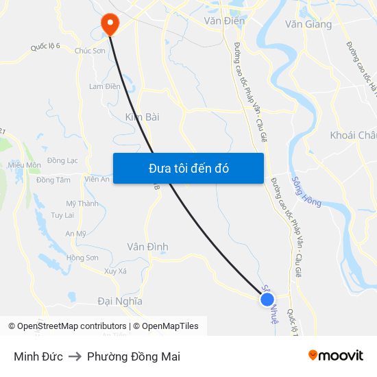 Minh Đức to Phường Đồng Mai map