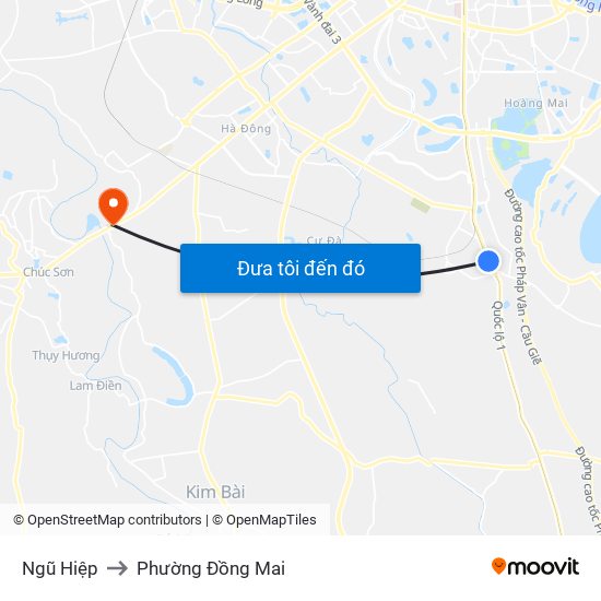 Ngũ Hiệp to Phường Đồng Mai map