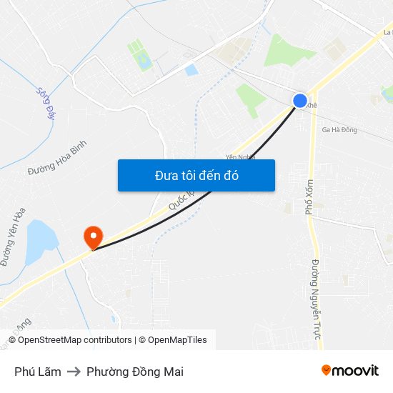 Phú Lãm to Phường Đồng Mai map