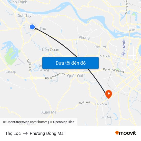 Thọ Lộc to Phường Đồng Mai map