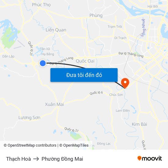 Thạch Hoà to Phường Đồng Mai map