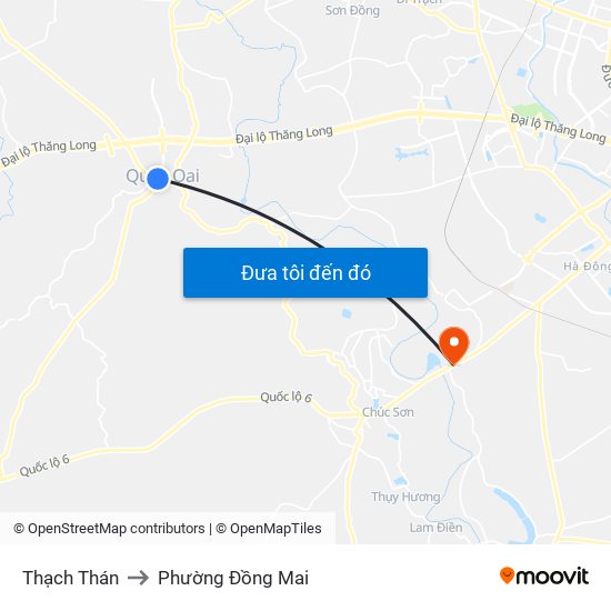 Thạch Thán to Phường Đồng Mai map