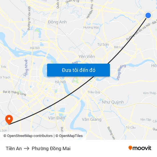Tiền An to Phường Đồng Mai map