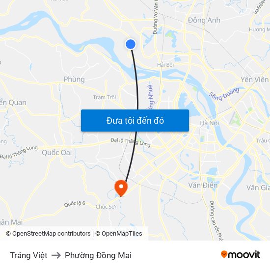 Tráng Việt to Phường Đồng Mai map