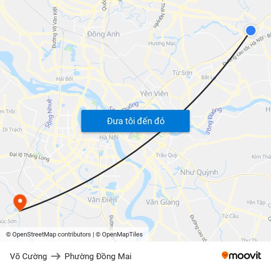Võ Cường to Phường Đồng Mai map