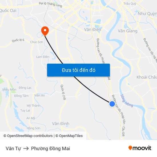 Văn Tự to Phường Đồng Mai map