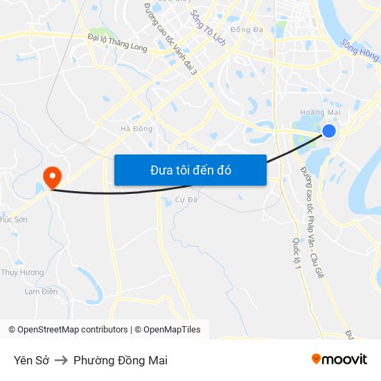 Yên Sở to Phường Đồng Mai map