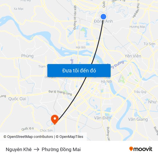 Nguyên Khê to Phường Đồng Mai map