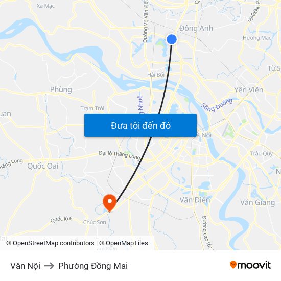 Vân Nội to Phường Đồng Mai map