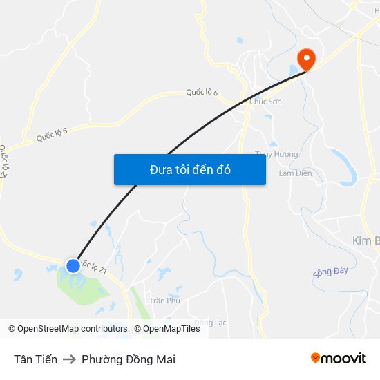 Tân Tiến to Phường Đồng Mai map