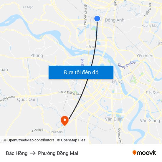 Bắc Hồng to Phường Đồng Mai map