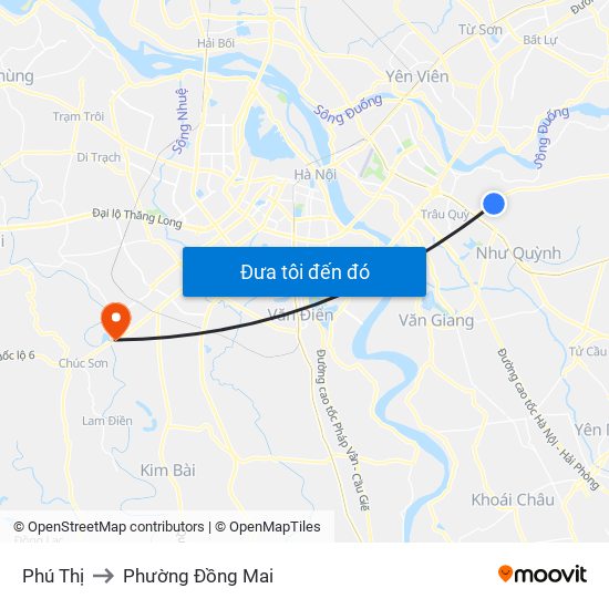 Phú Thị to Phường Đồng Mai map