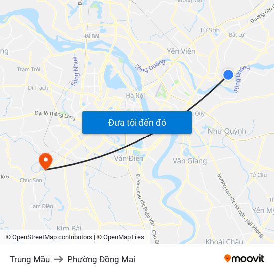 Trung Mầu to Phường Đồng Mai map