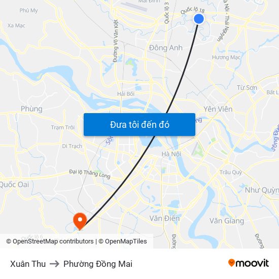 Xuân Thu to Phường Đồng Mai map