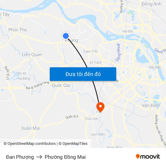 Đan Phượng to Phường Đồng Mai map