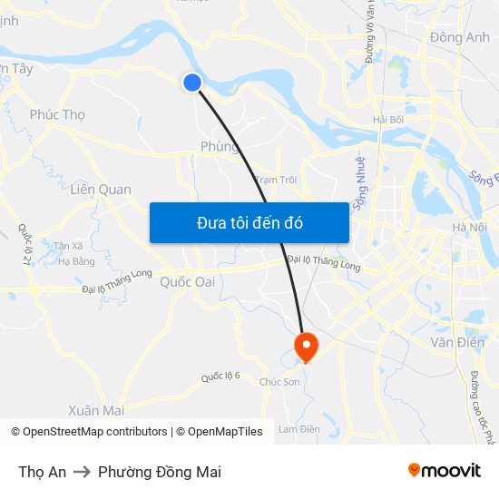 Thọ An to Phường Đồng Mai map
