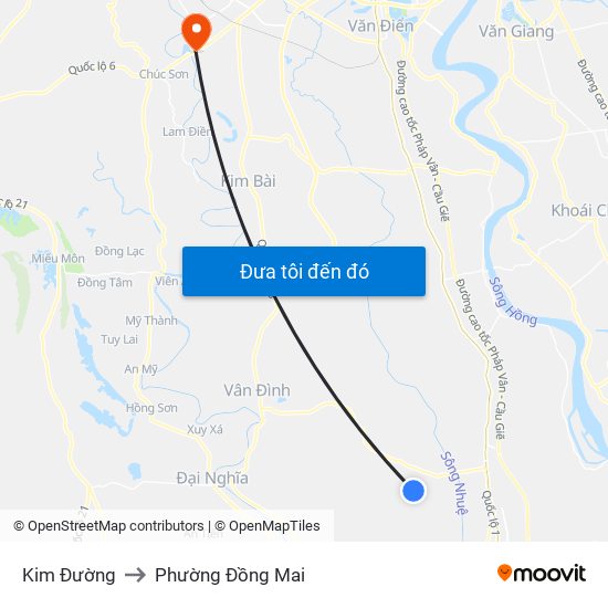 Kim Đường to Phường Đồng Mai map