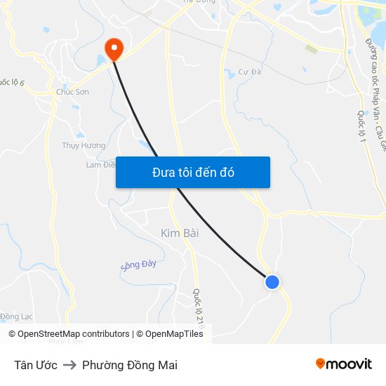 Tân Ước to Phường Đồng Mai map