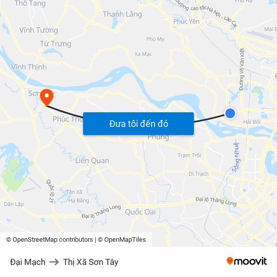 Đại Mạch to Thị Xã Sơn Tây map