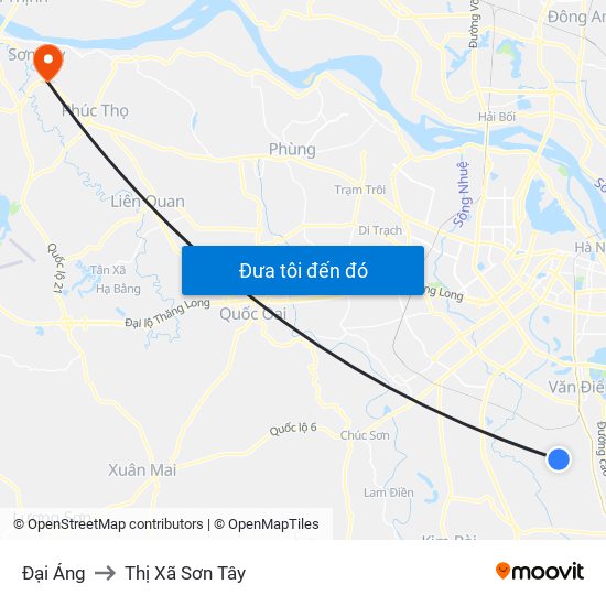 Đại Áng to Thị Xã Sơn Tây map