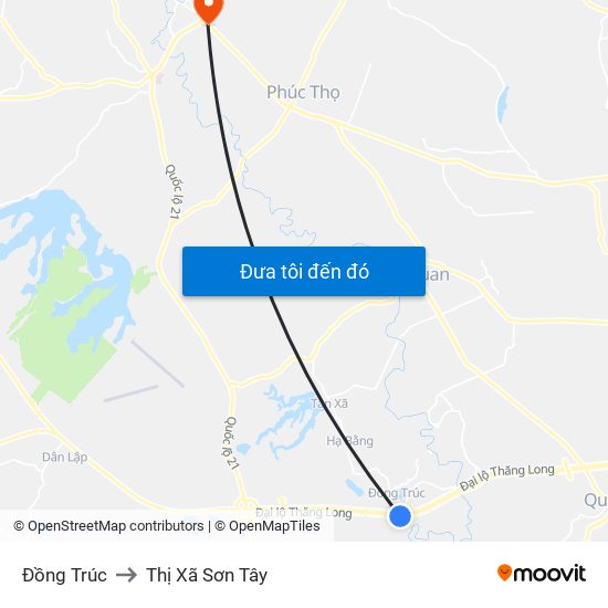 Đồng Trúc to Thị Xã Sơn Tây map